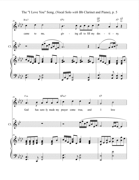 The "I LOVE YOU" Song - (for Solo Voice with B flat Clarinet and Piano) Lead Sheet & Clarinet part image number null