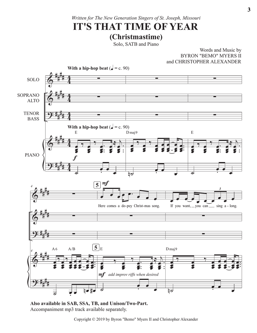 It's That Time of Year (Christmastime) (SATB) 4-Part scores gallery preview page 3