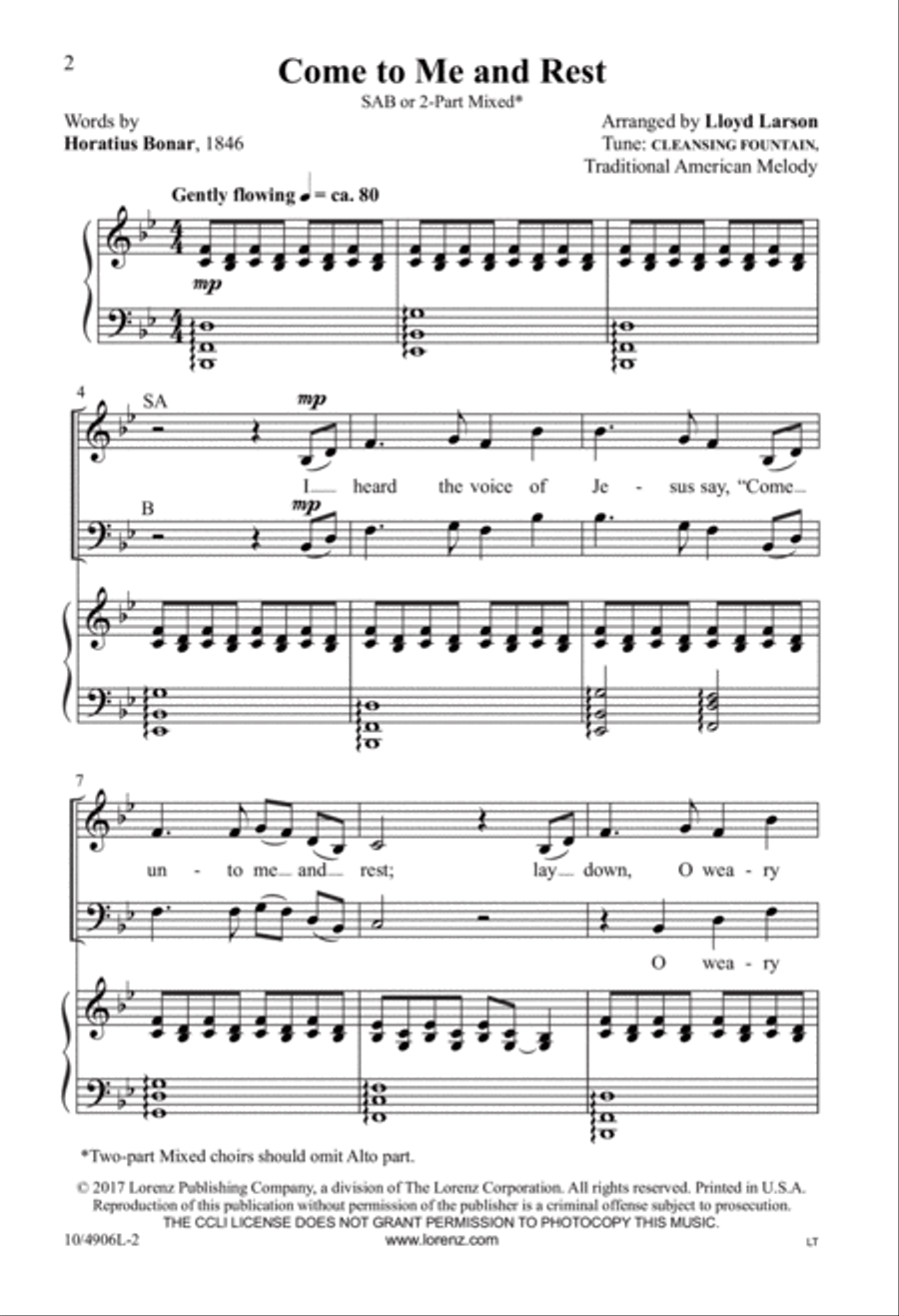 Come to Me and Rest 3-Part scores gallery preview page 2