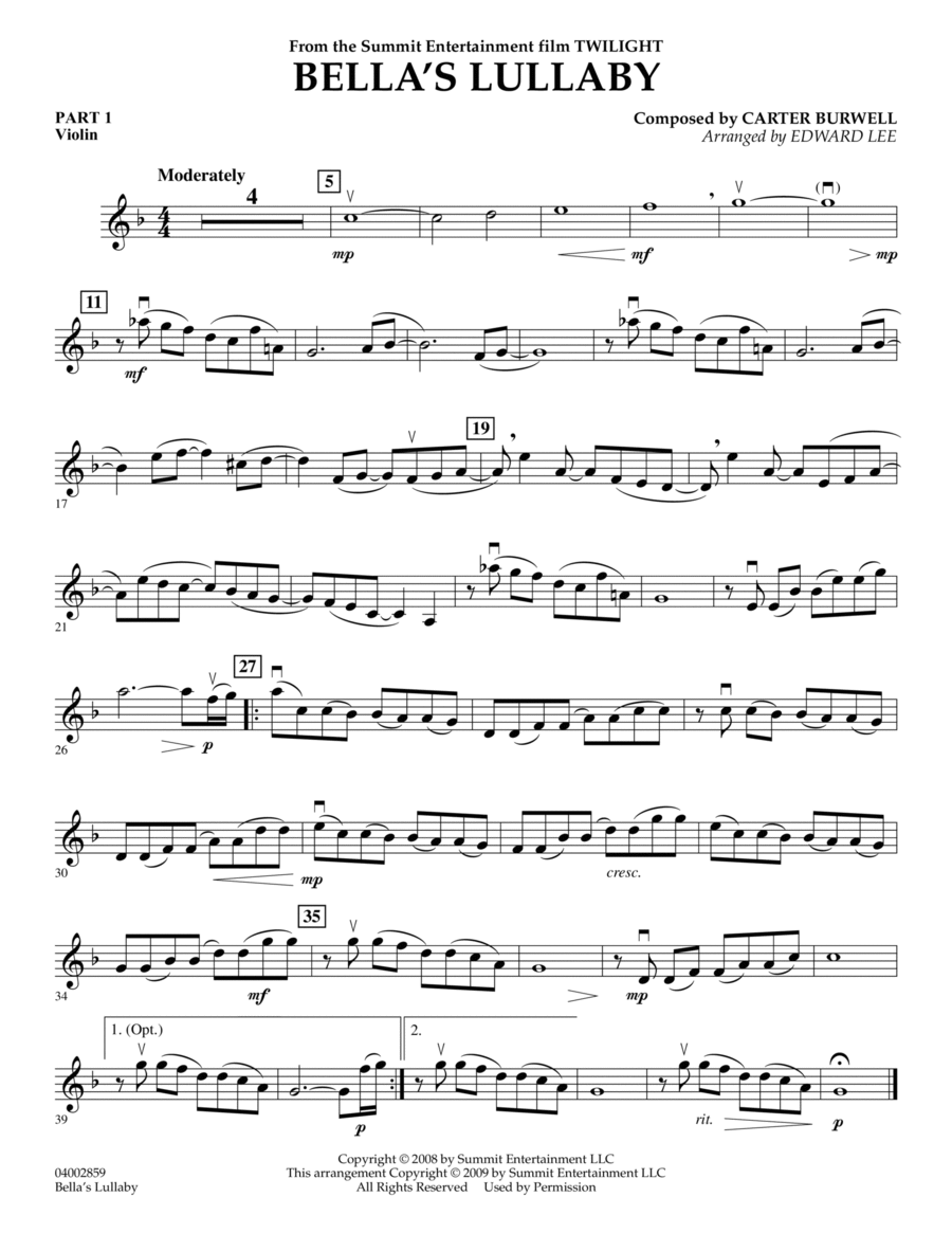 Bella's Lullaby (from "Twilight") - Pt.1 - Violin