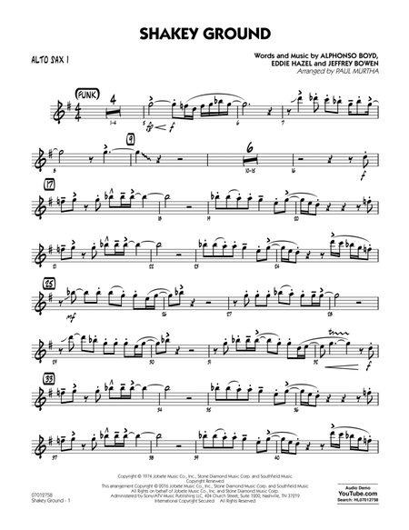 Shakey Ground (arr. Paul Murtha) - Alto Sax 1