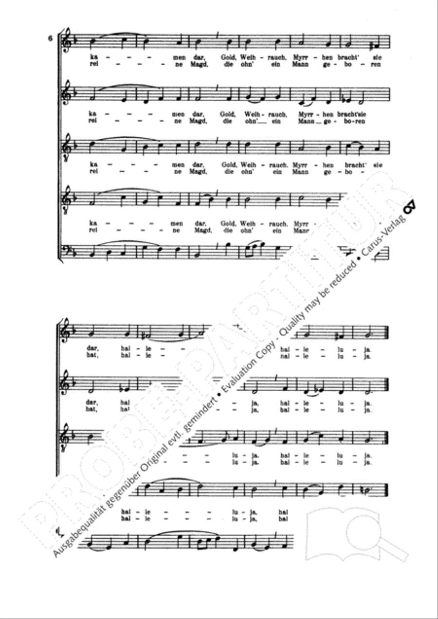 A babe is born in Bethlehem (Ein Kind geborn zu Bethlehem) Choir scores gallery preview page 6