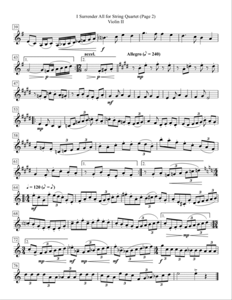 I Surrender All for String Quartet String Quartet scores gallery preview page 4