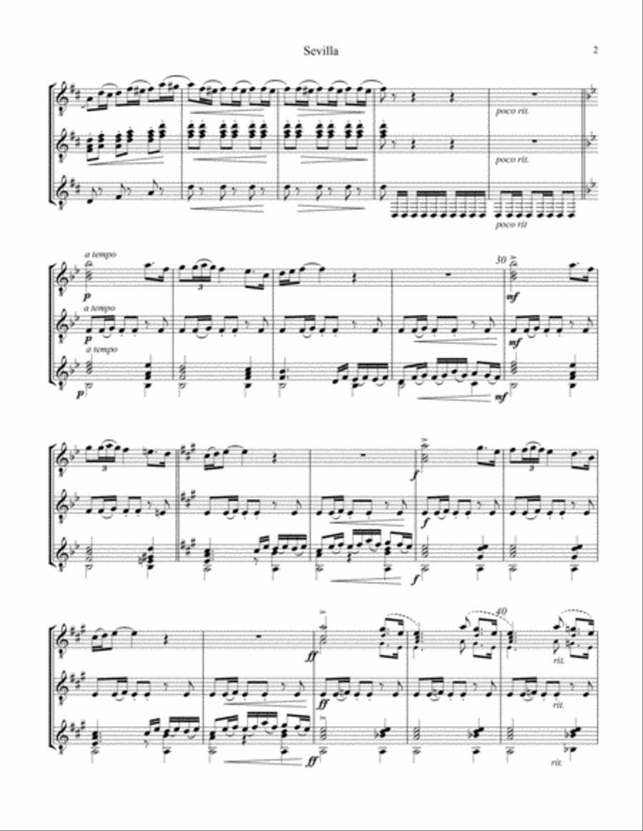 Sevilla Op. 47 No. 3 for guitar trio Guitar Ensemble scores gallery preview page 3