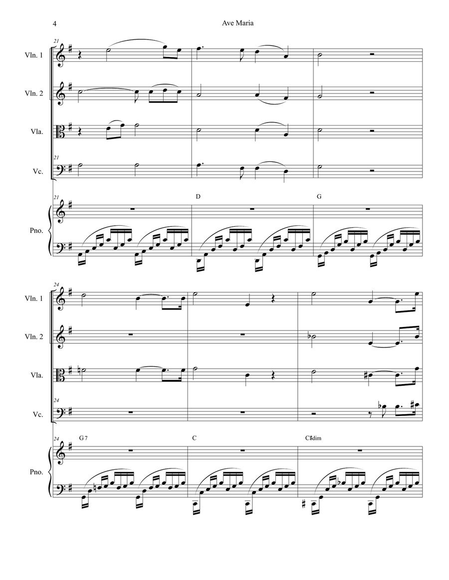 Ave Maria (String Quartet - Piano Accompaniment) String Quartet scores gallery preview page 4