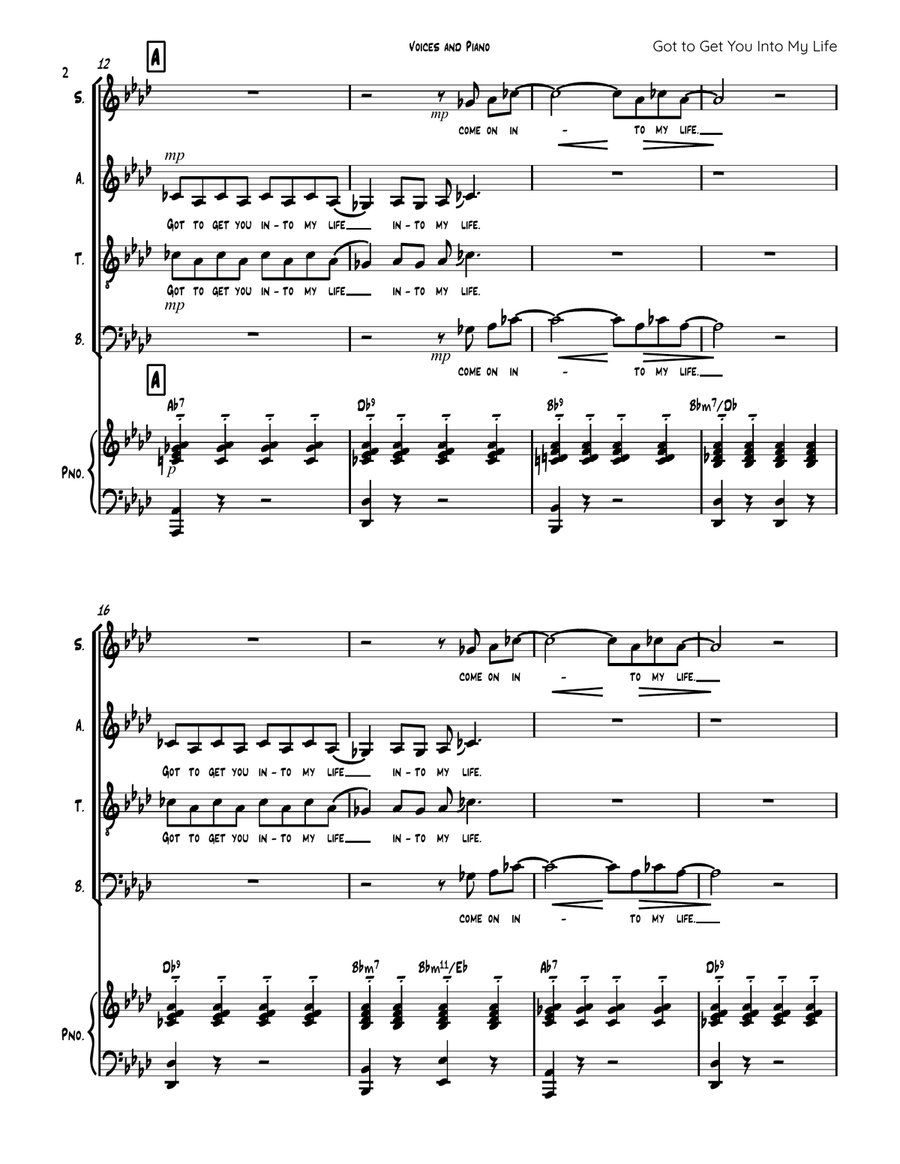 Got To Get You Into My Life 4-Part scores gallery preview page 2