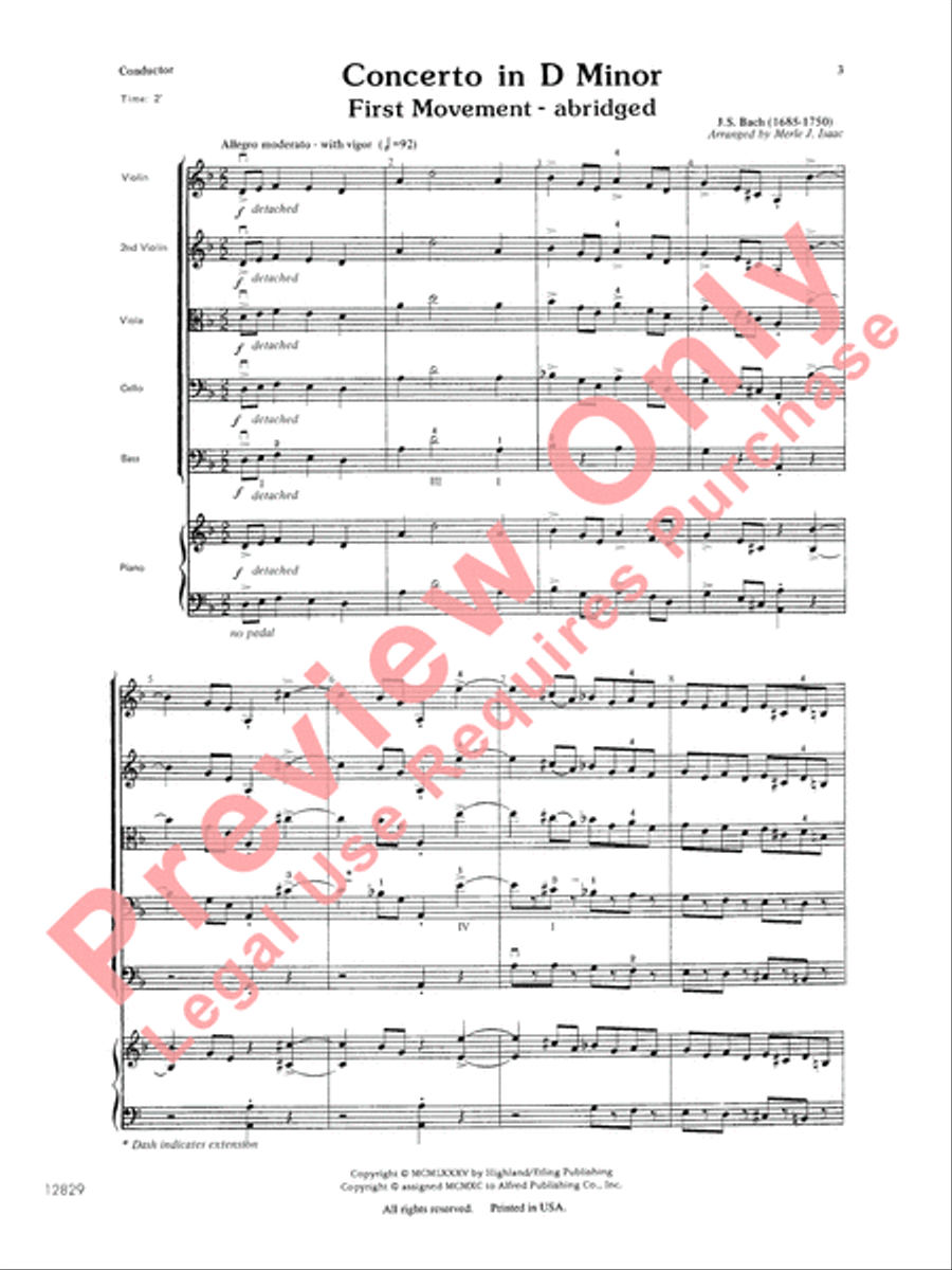 Concerto in D minor String Orchestra scores gallery preview page 4