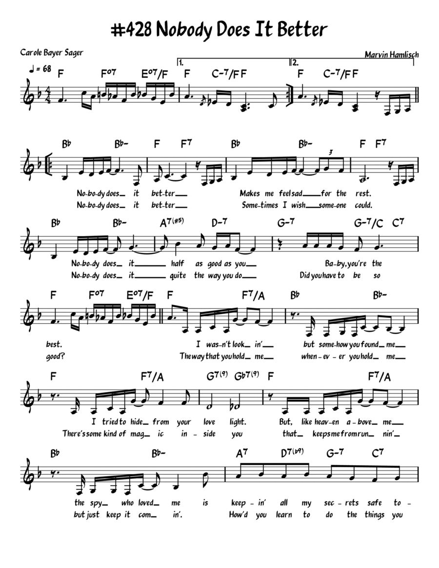 Nobody Does It Better Piano, Vocal, Guitar scores gallery preview page 1