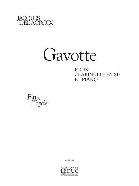 Gavotte (fin De Cycle 1) Pour Clarinette Si B Et Piano