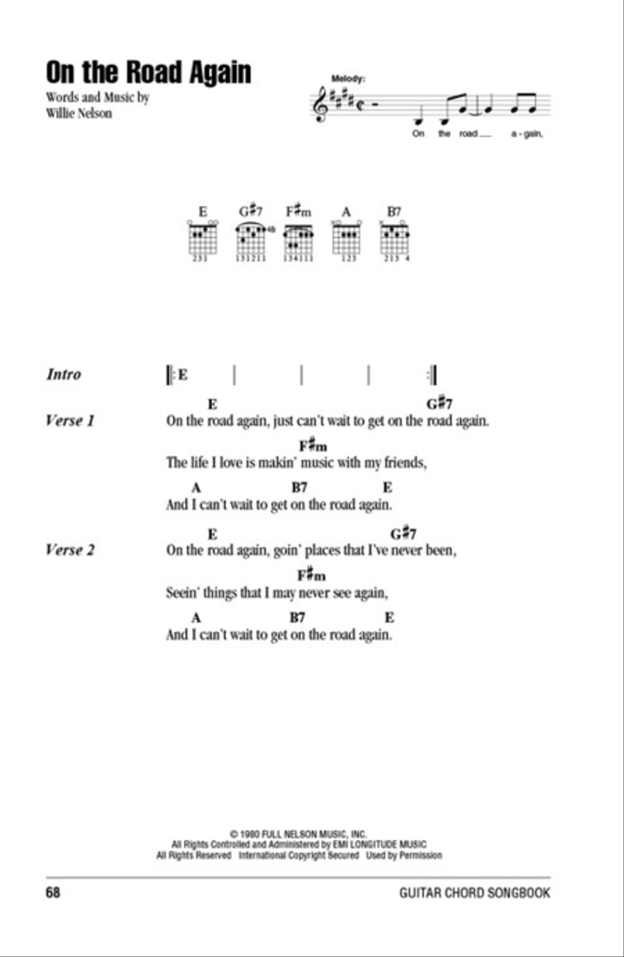 Willie Nelson – Guitar Chord Songbook Electric Guitar scores gallery preview page 4