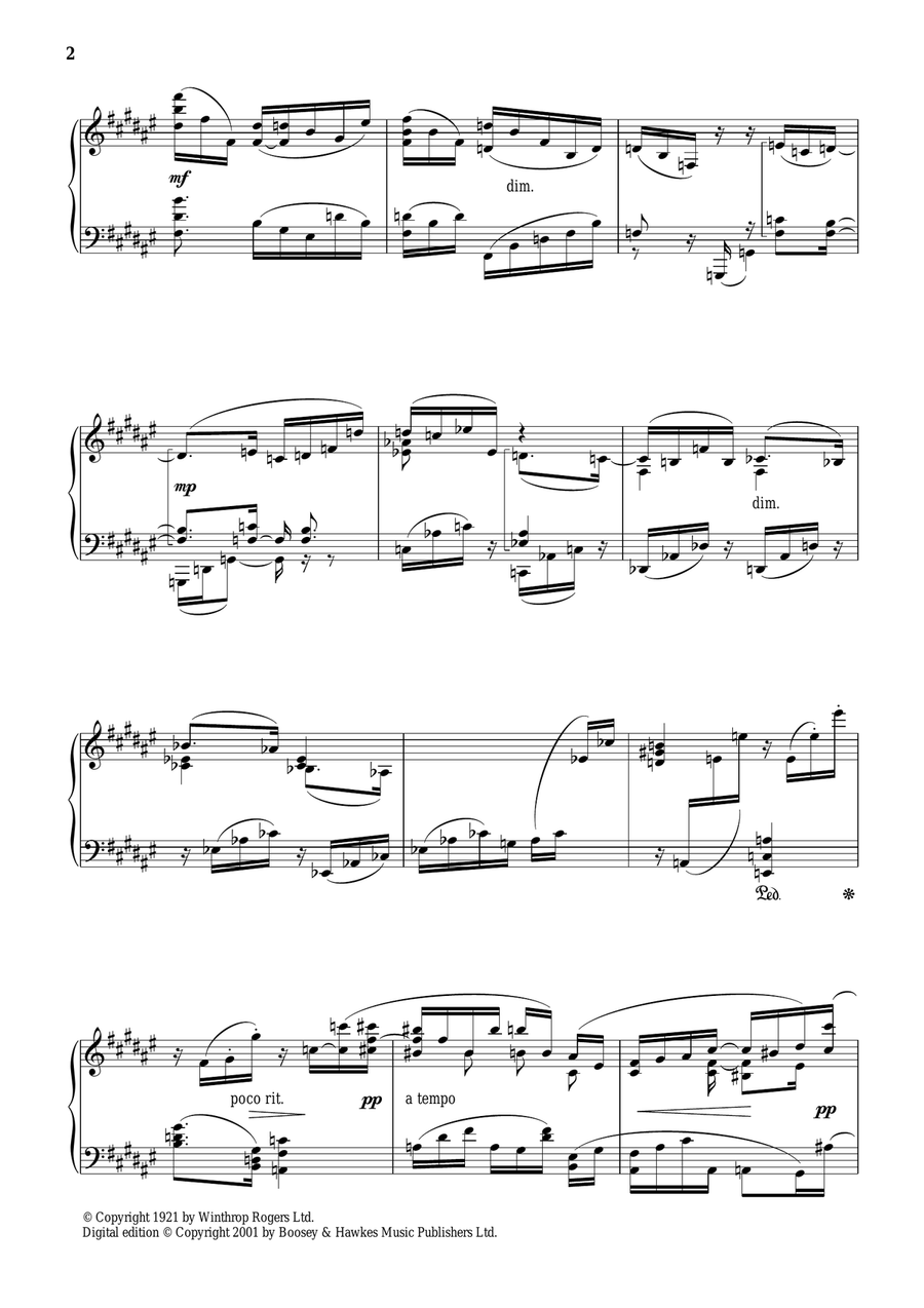 Five Preludes For Piano, I. Prelude In F-Sharp Major Piano Solo scores gallery preview page 2