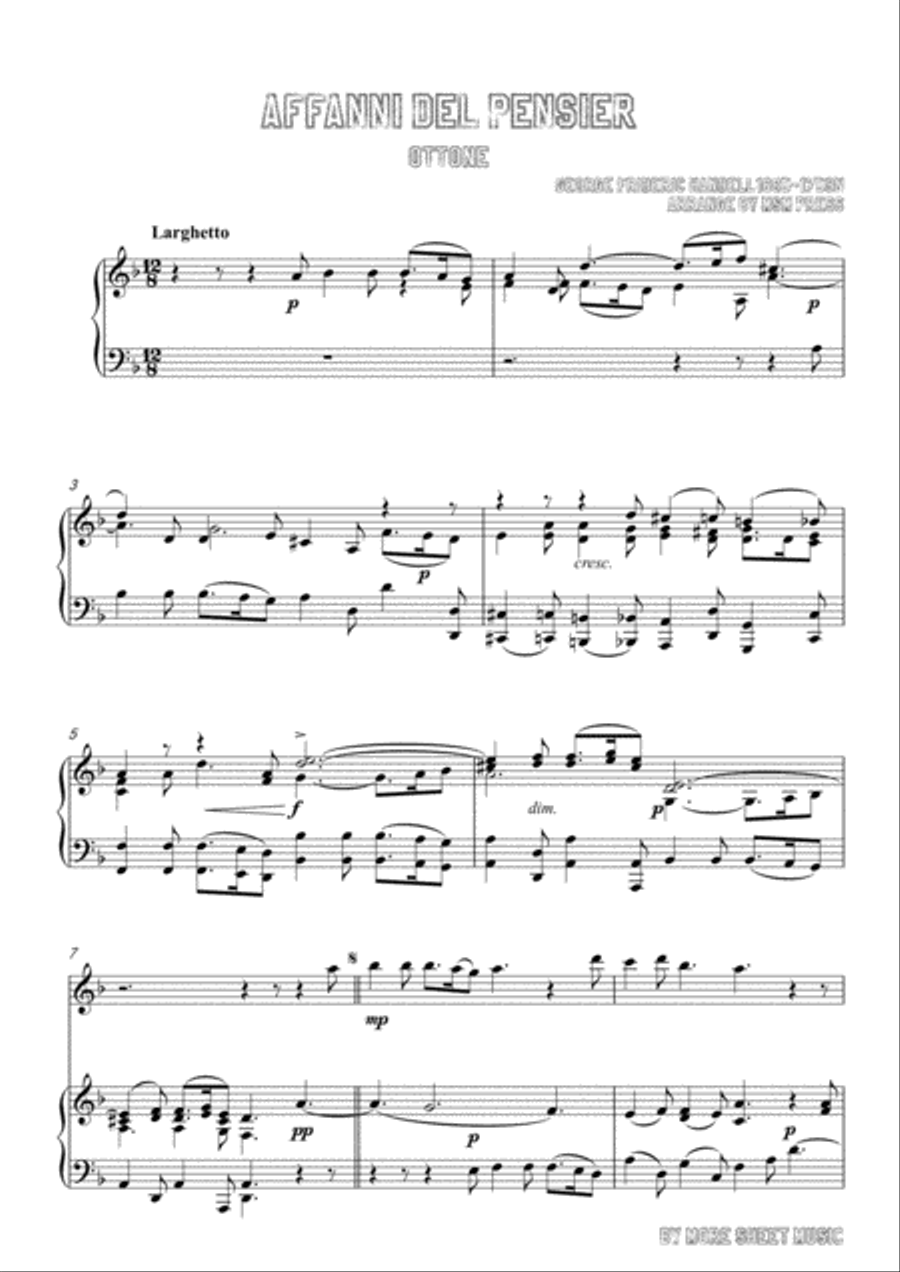 Handel-Affanni del pensier,for Violin and Piano Violin Solo scores gallery preview page 3
