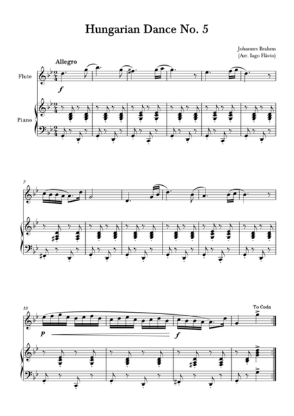 Hungarian Dance No.5 for Flute and Piano image number null