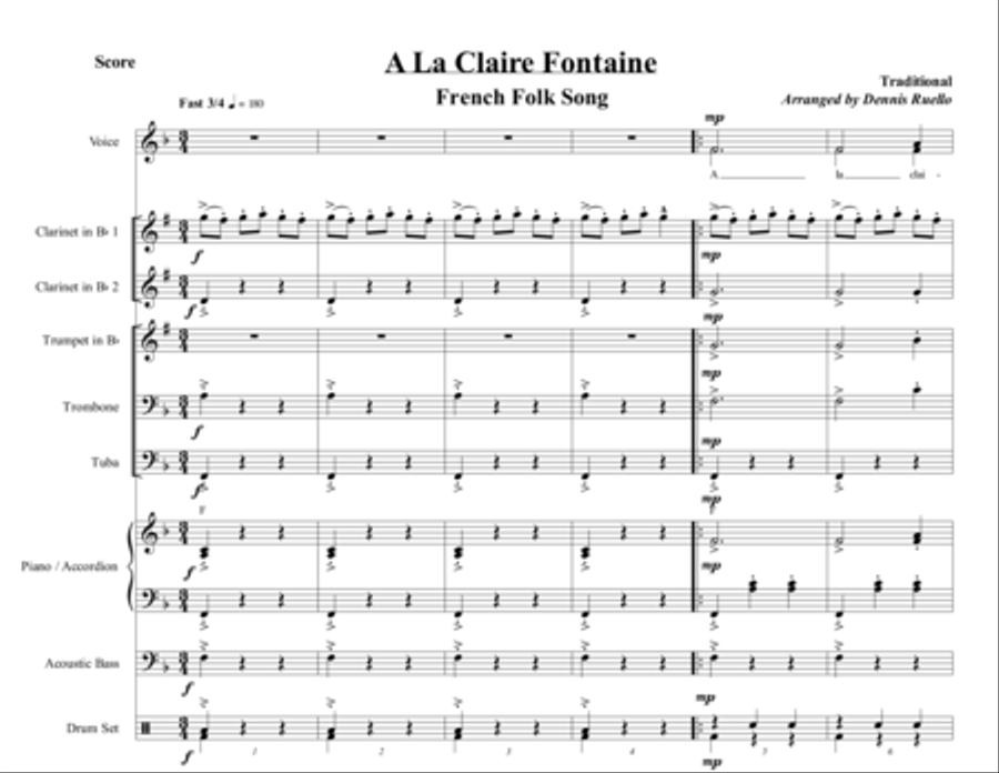 A La Claire Fontaine Choir scores gallery preview page 1