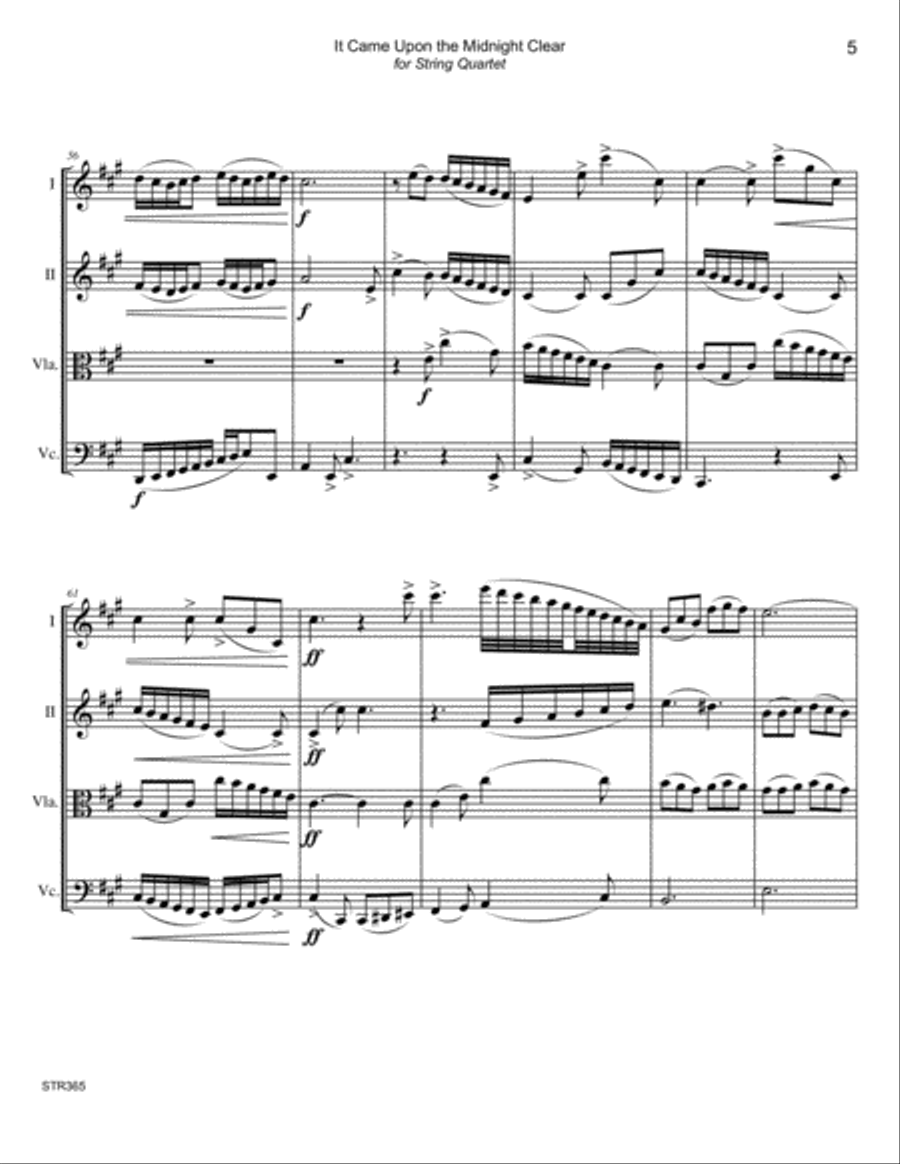 IT CAME UPON THE MIDNIGHT CLEAR - STRING QUARTET (or 3 Violins & Cello) (Grade 4-) String Quartet scores gallery preview page 5