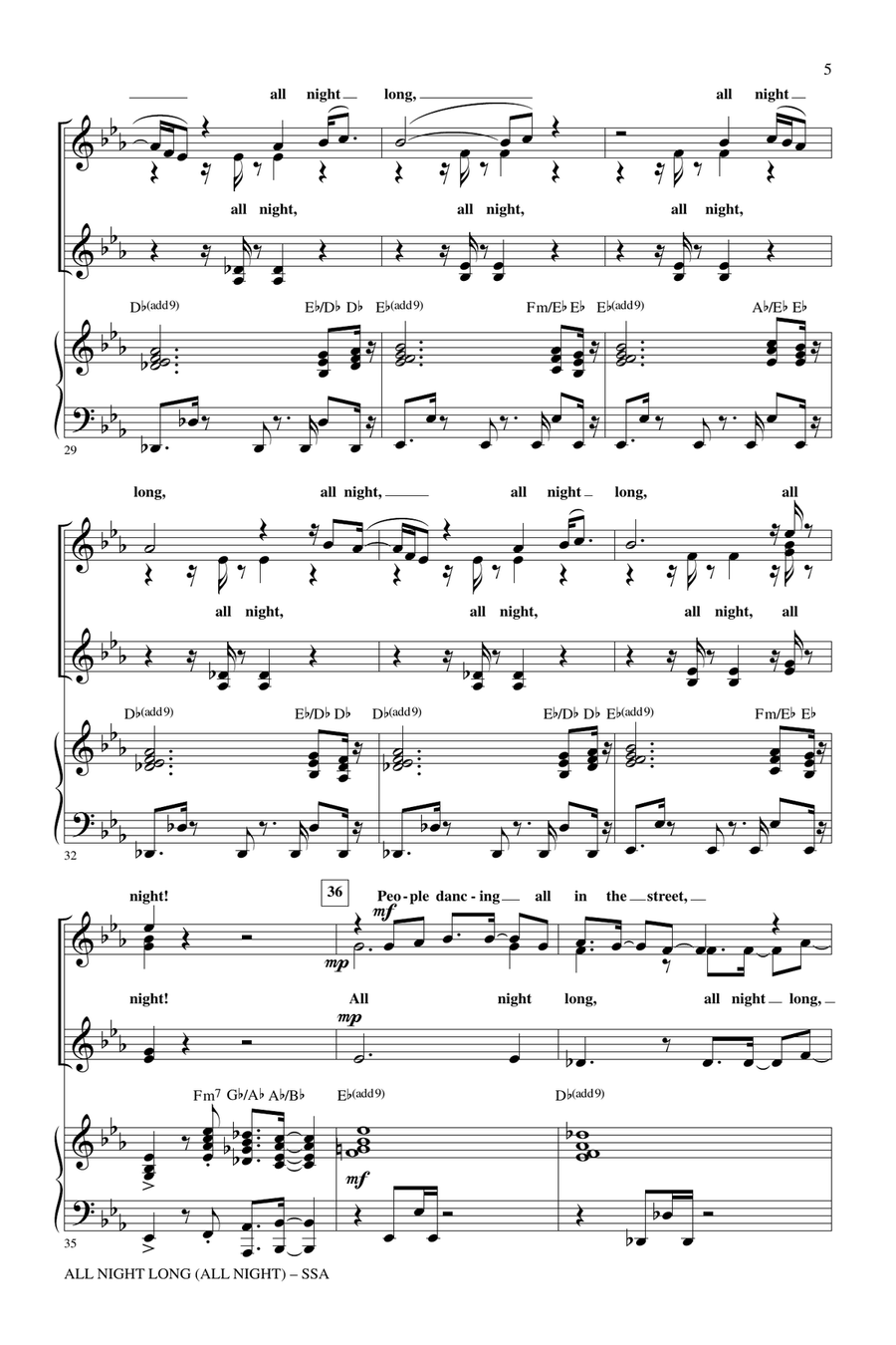All Night Long (All Night) (arr. Mark Brymer) SSA scores gallery preview page 4