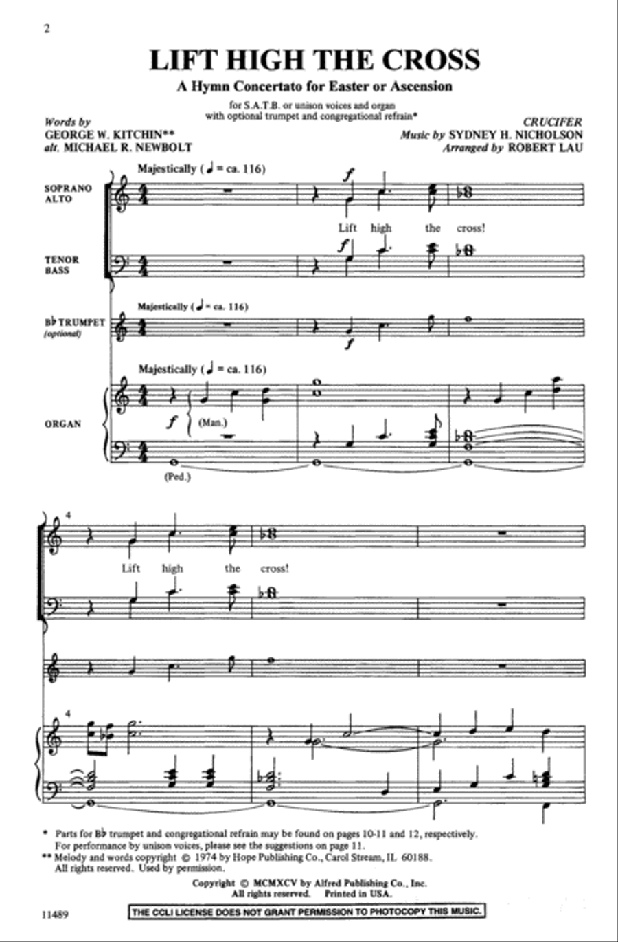 Lift High the Cross: A Hymn Concertato for Easter or Ascension 4-Part scores gallery preview page 2