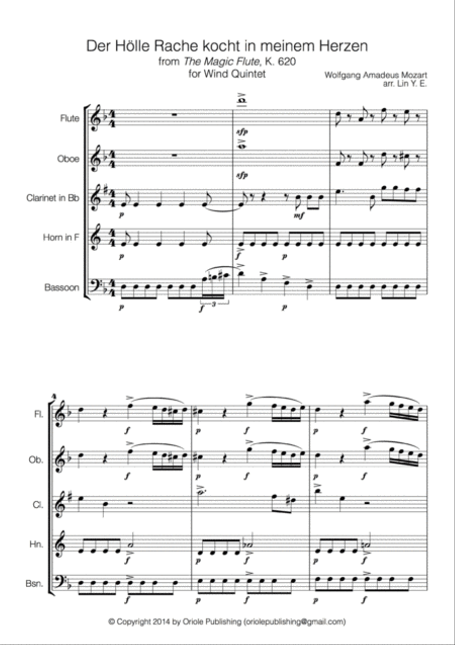 Mozart Operatic Tunes for Wind Quintet Woodwind Quintet scores gallery preview page 2