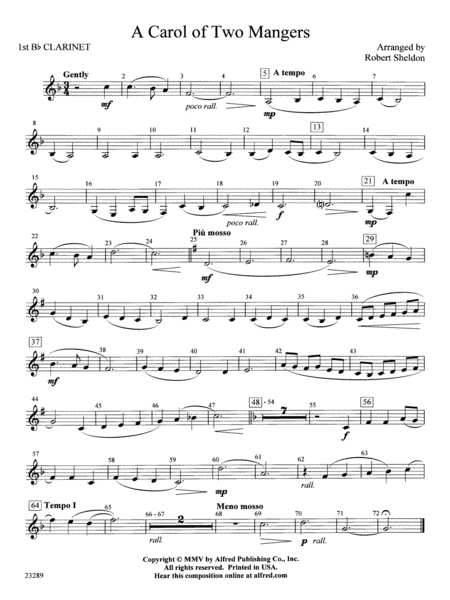 A Carol of Two Mangers: 1st B-flat Clarinet