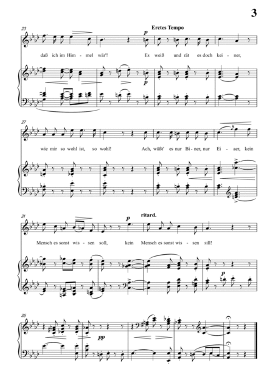 Schumann-Die Stille in A♭ Major for Voice and Piano Piano, Vocal scores gallery preview page 4