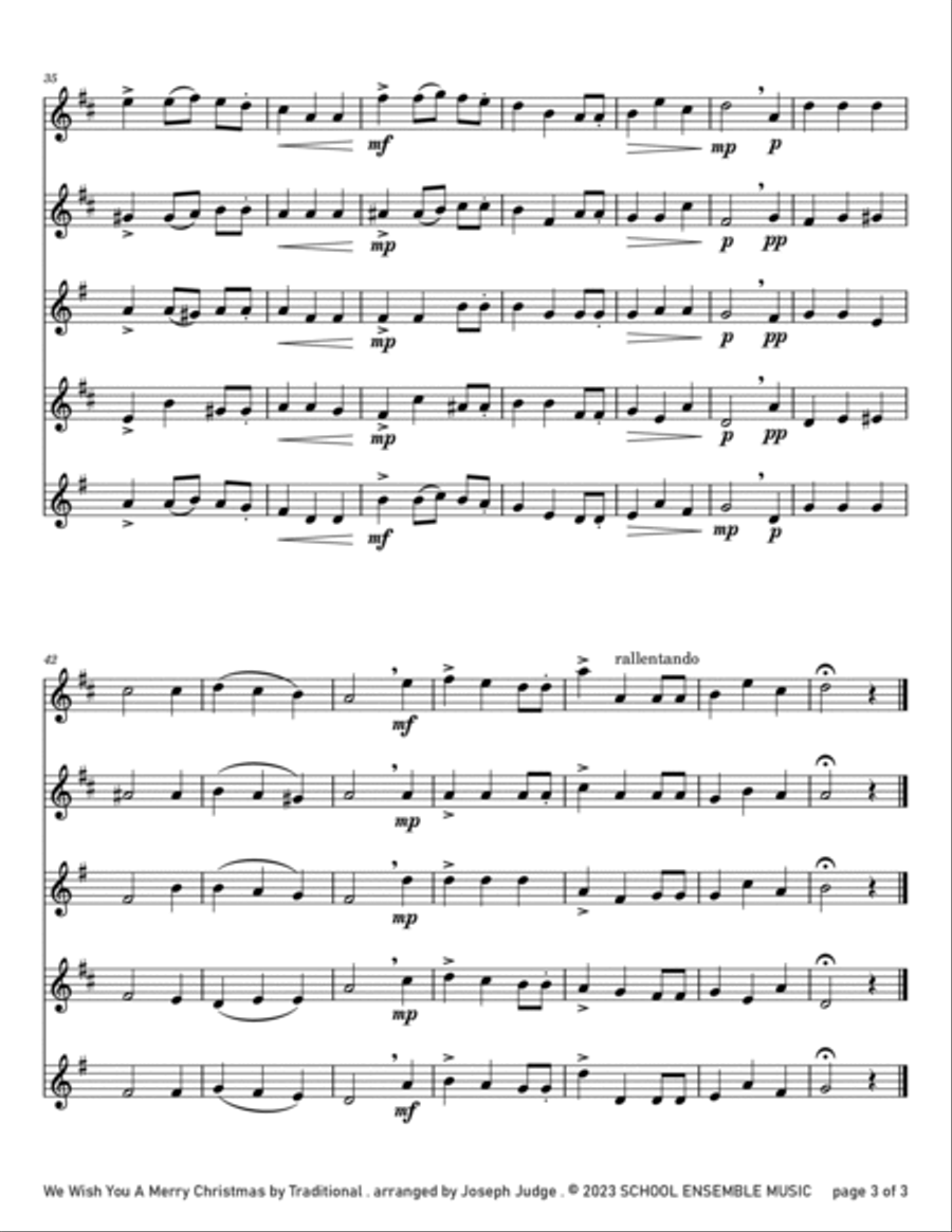 We Wish You A Merry Christmas for Saxophone Quartet in Schools Saxophone Quartet scores gallery preview page 3