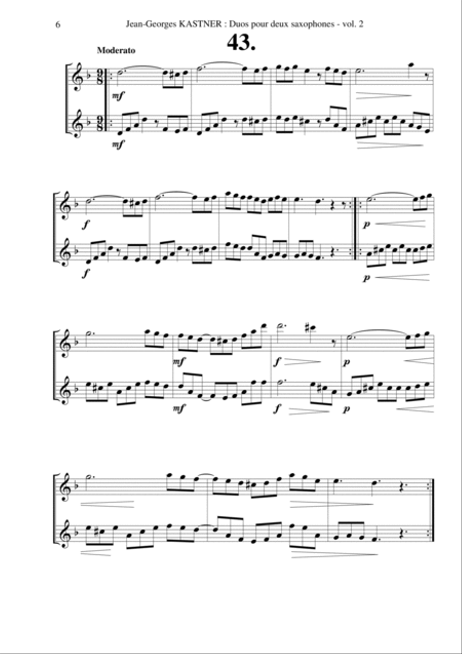 Jean-Georges Kastner: Duos vol 2 (duos no. 40-78) for two saxophones Woodwind Duet scores gallery preview page 6