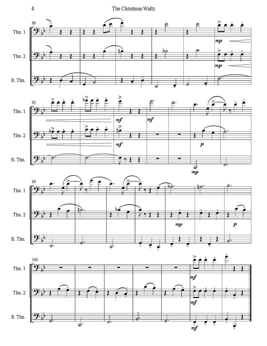 The Christmas Waltz Trombone Trio scores gallery preview page 4
