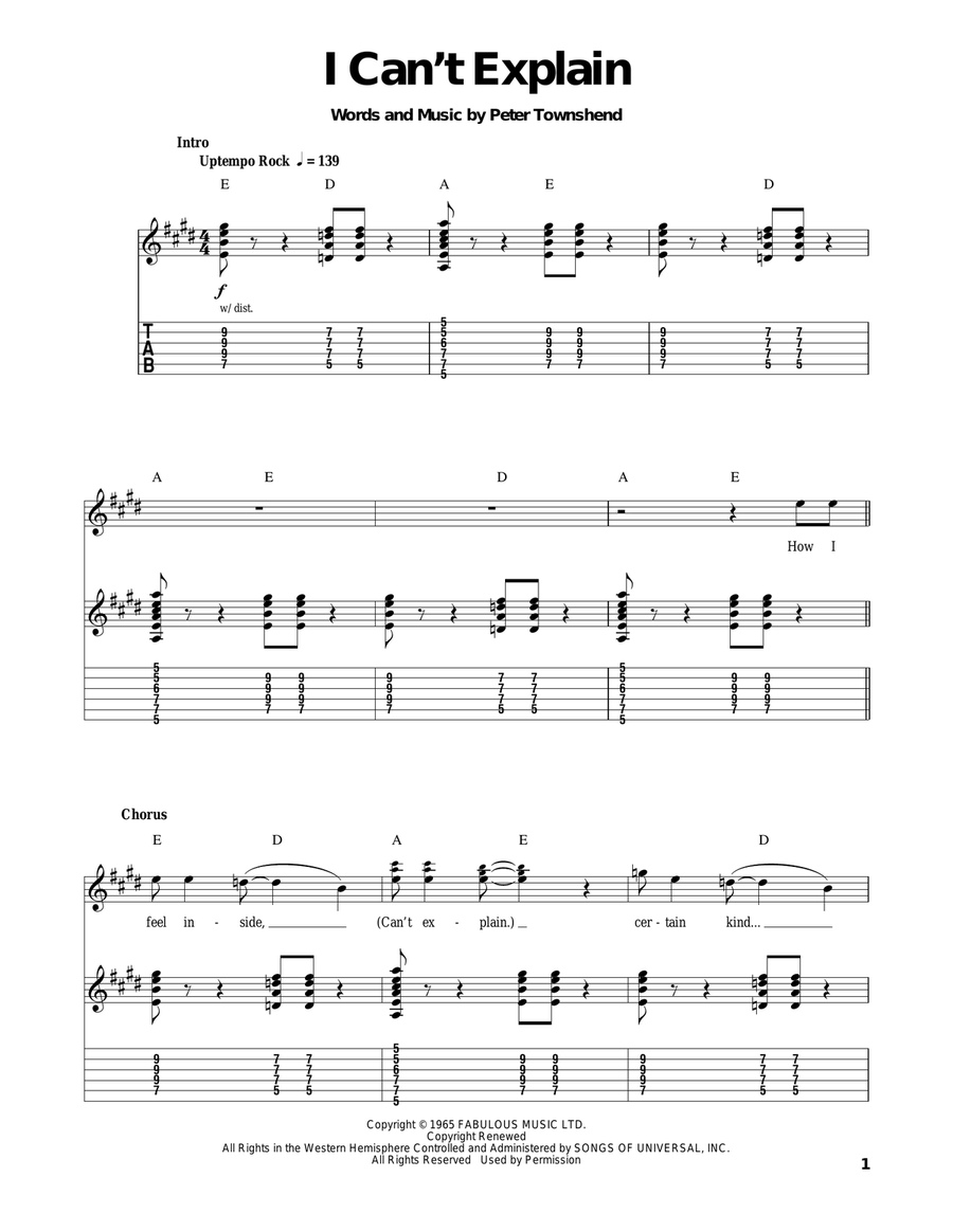 I Can't Explain Acoustic Guitar scores gallery preview page 1