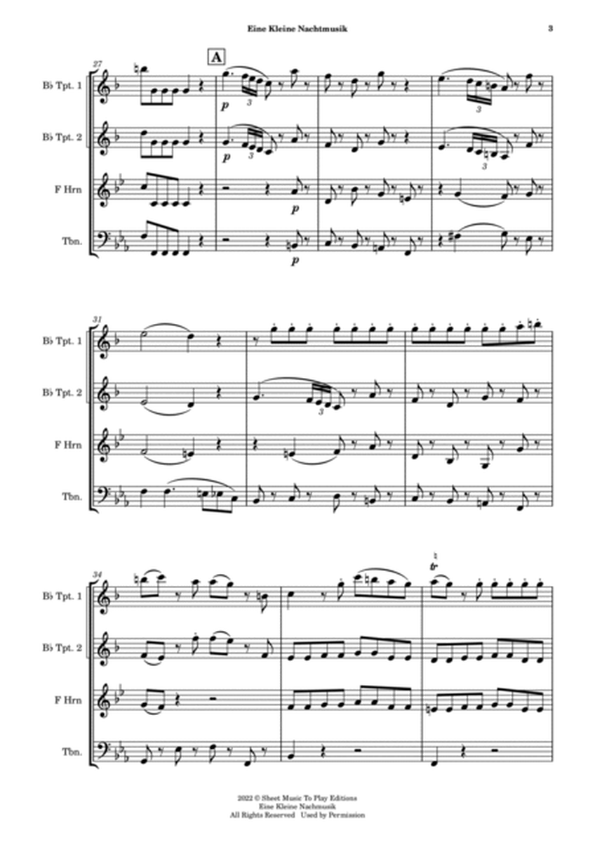 Eine Kleine Nachtmusik (1 mov.) - Brass Quartet (Full Score) - Score Only image number null