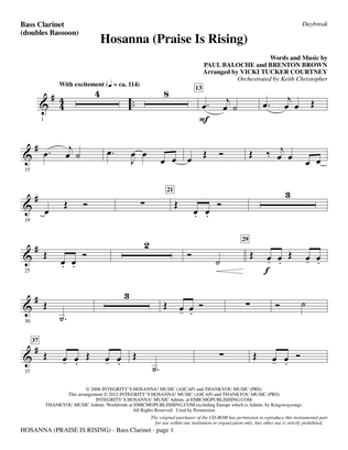 Hosanna (Praise Is Rising) - Bass Clarinet (sub. Bassoon)
