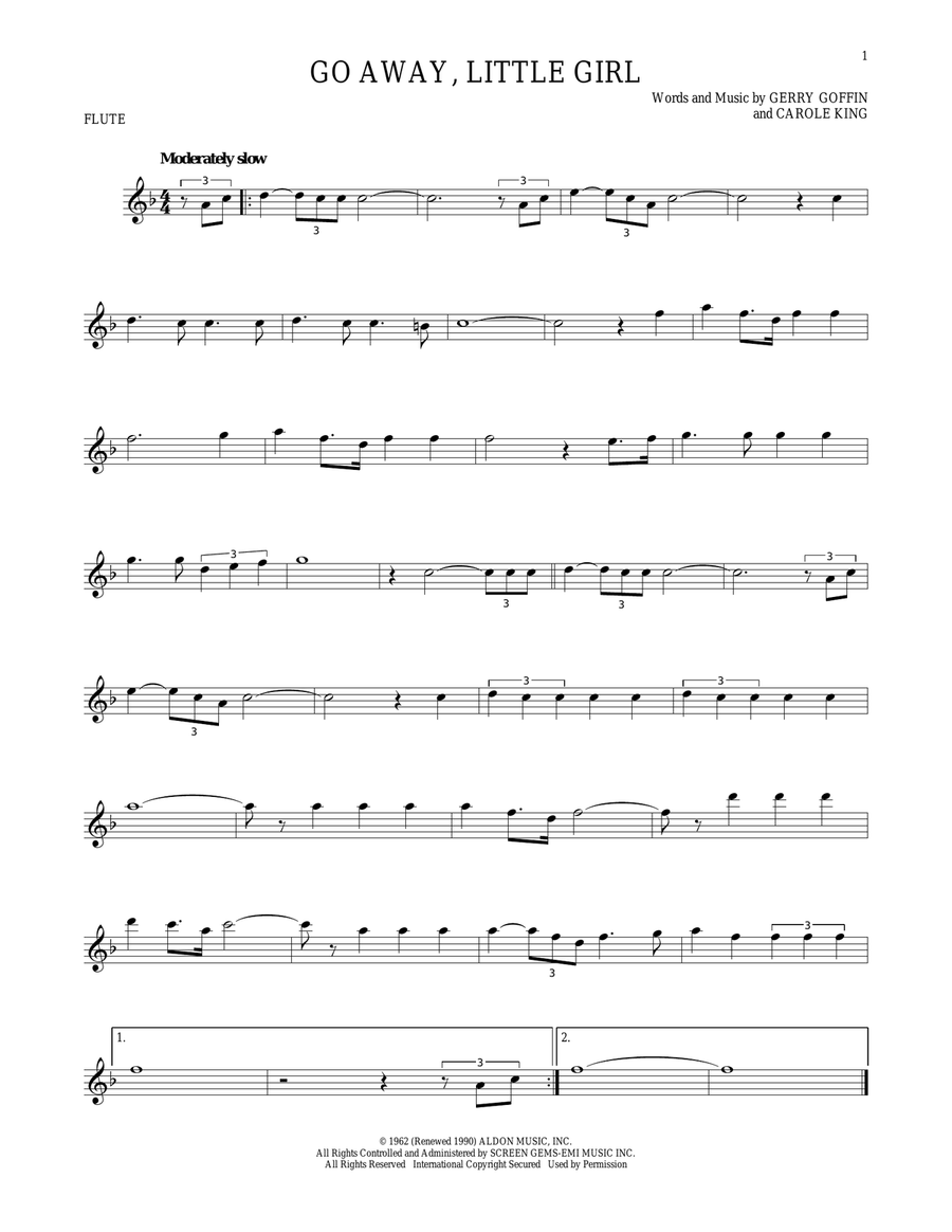 Go Away, Little Girl Flute Solo scores gallery preview page 1