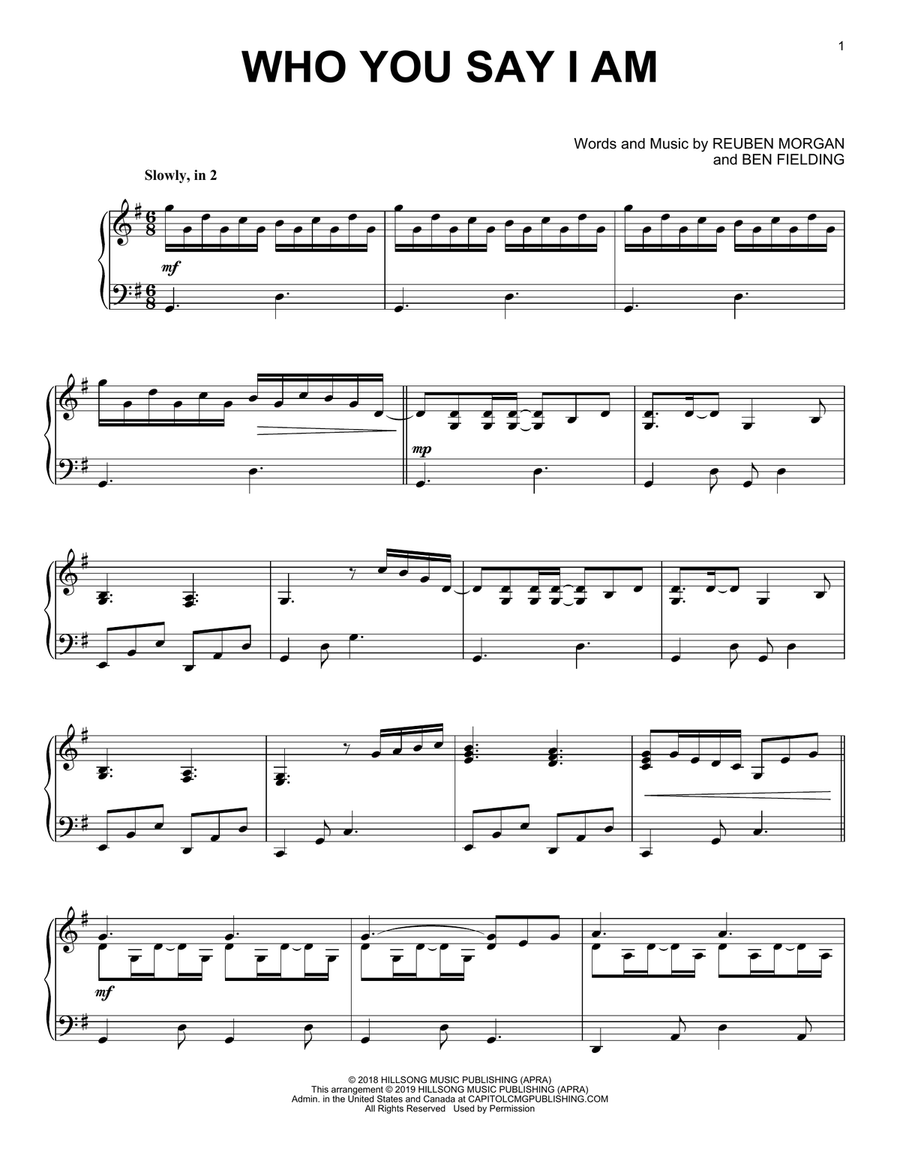 Who You Say I Am Piano Solo scores gallery preview page 1