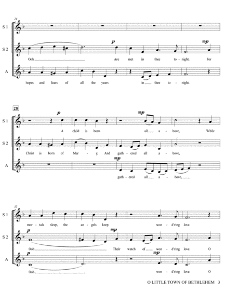 O Little Town of Bethlehem - SSA A Cappella SSA scores gallery preview page 4
