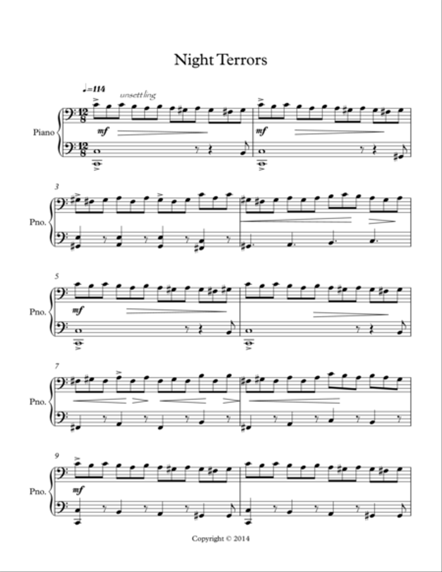 Night Terrors Piano Solo scores gallery preview page 1
