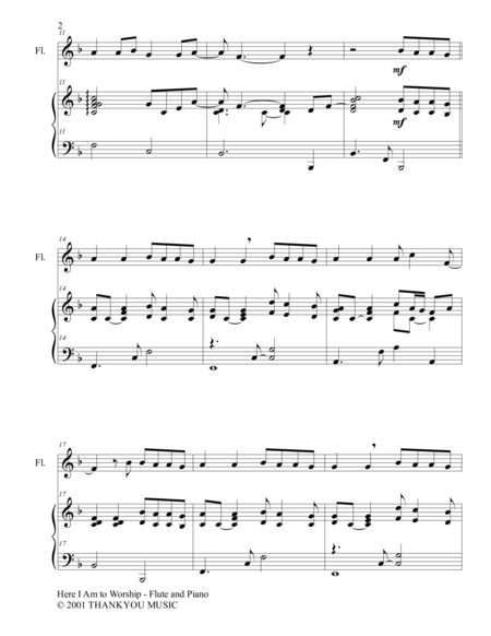 HERE I AM TO WORSHIP (Duet – Flute and Piano/Score and Parts)