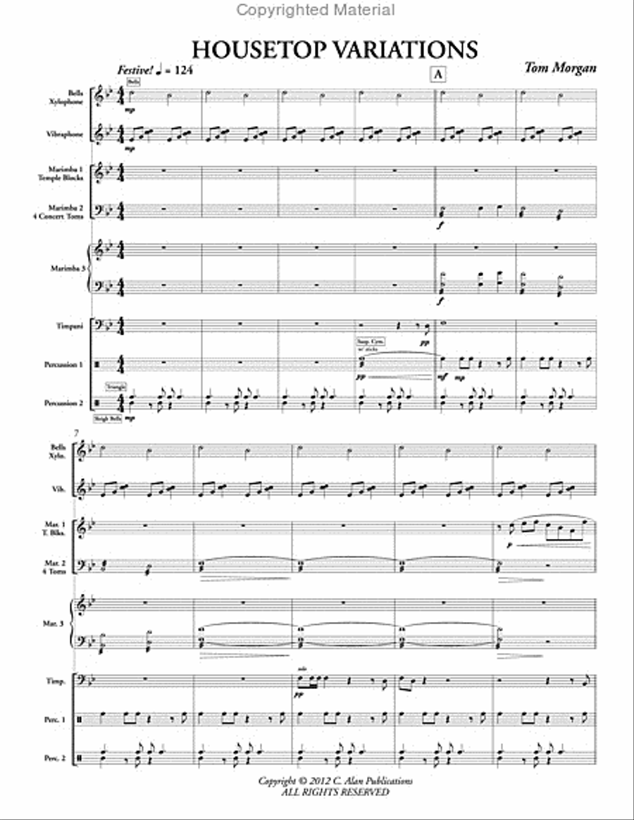 Housetop Variations (score & parts) Percussion Ensemble scores gallery preview page 2
