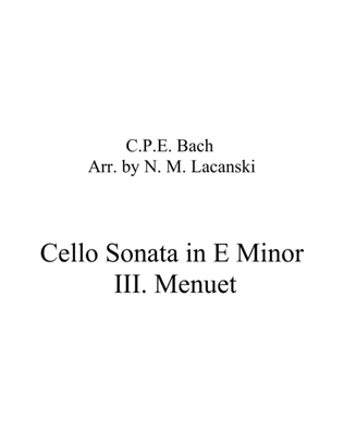 Book cover for Sonata in E Minor for Cello and String Quartet III. Menuet