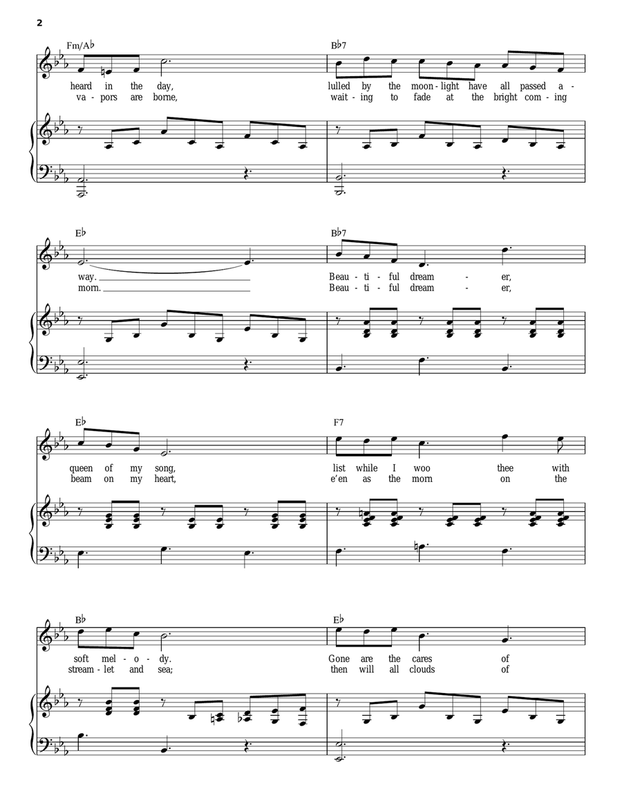 Beautiful Dreamer Beautiful Dreamer Piano, Vocal scores gallery preview page 2