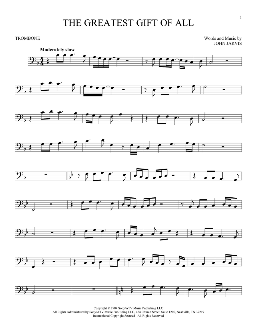 The Greatest Gift Of All Trombone Solo scores gallery preview page 1