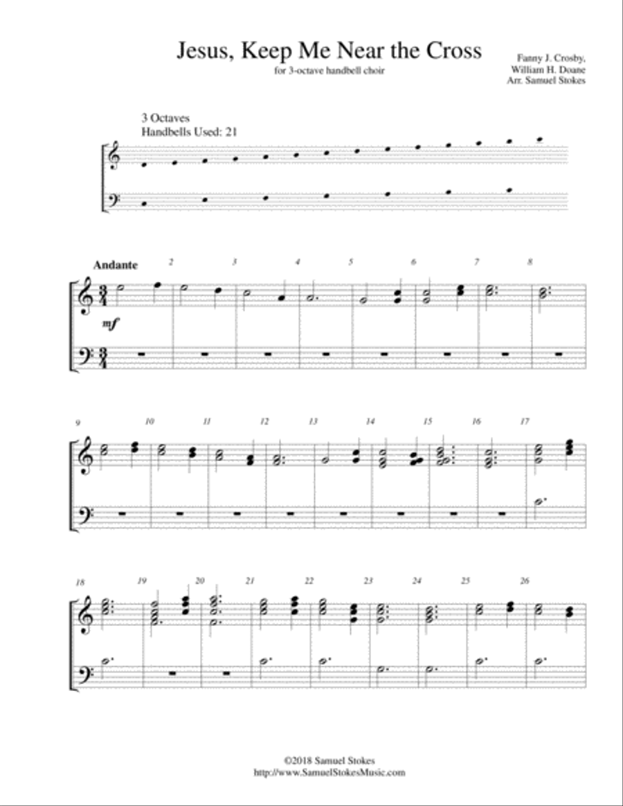 Jesus, Keep Me Near the Cross - for 3-octave handbell choir 3-Octaves scores gallery preview page 1
