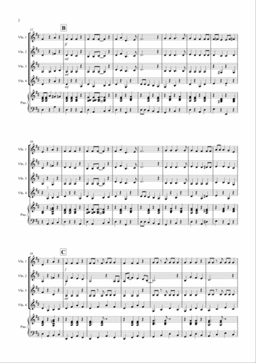 Jingle Bells (Jazzy Style!) for Violin Quartet Violin Solo scores gallery preview page 2