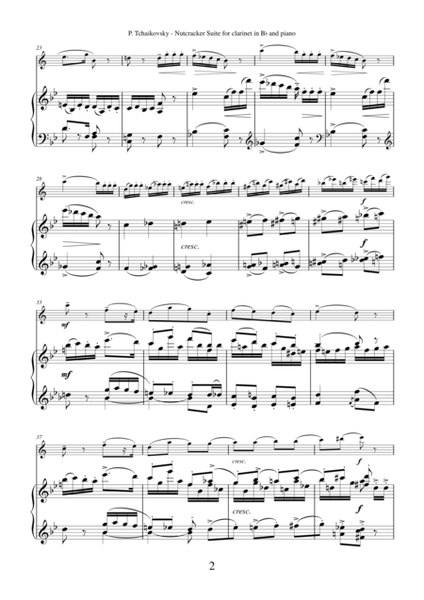Nutcracker Suite by Pyotr Ilyich Tchaikovsky, arrangement for clarinet and piano
