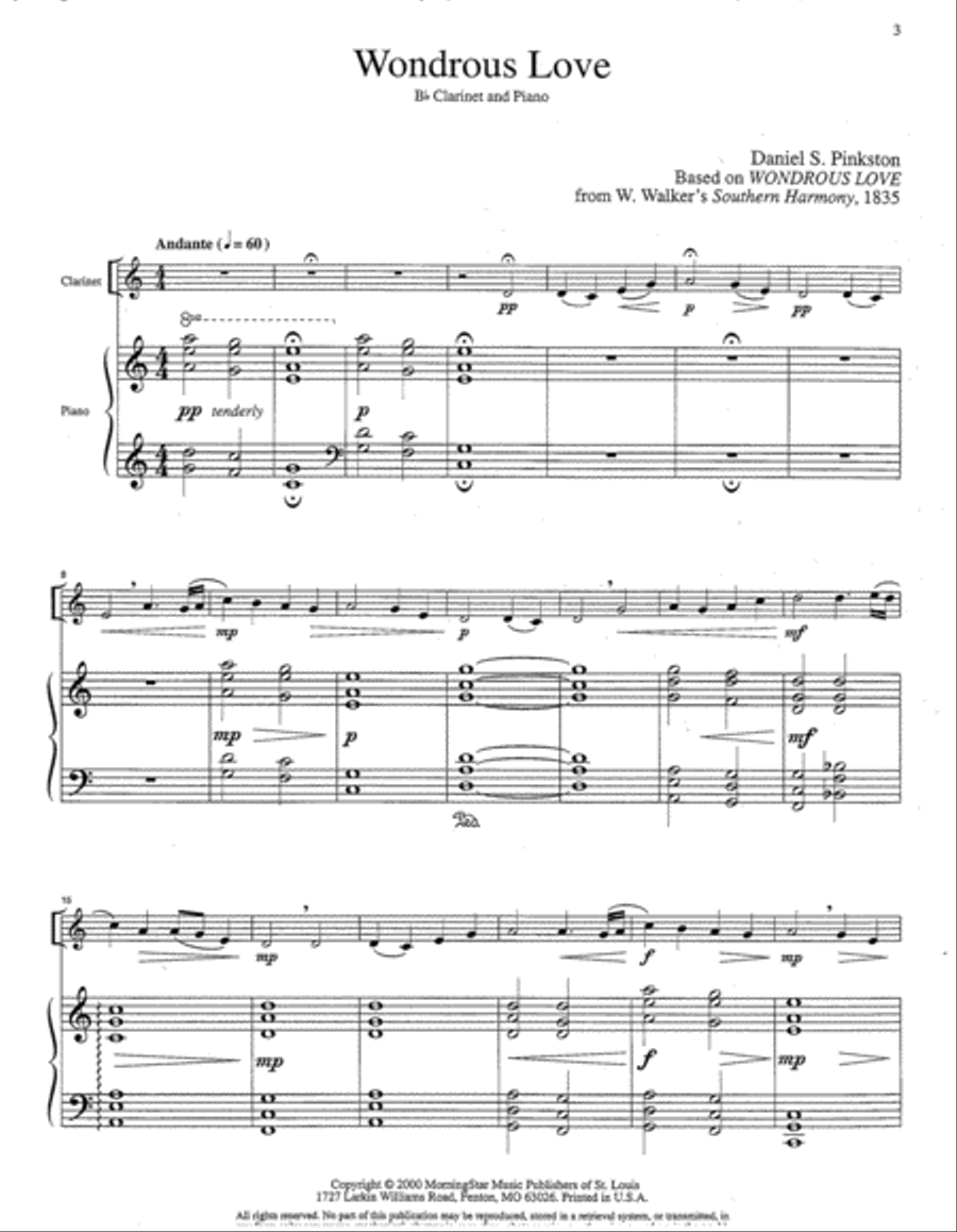Three Hymns for Clarinet and Piano Clarinet Solo scores gallery preview page 2