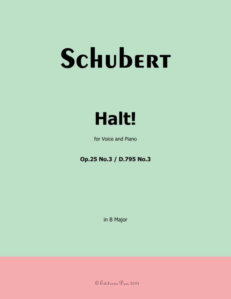 Halt! by Schubert, Op.25 No.3, in B Major