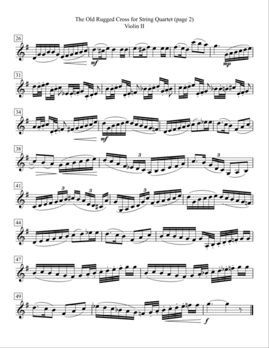The Old Rugged Cross for String Quartet String Quartet scores gallery preview page 4