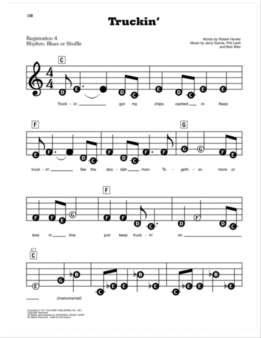Truckin' Electronic Keyboard scores gallery preview page 1