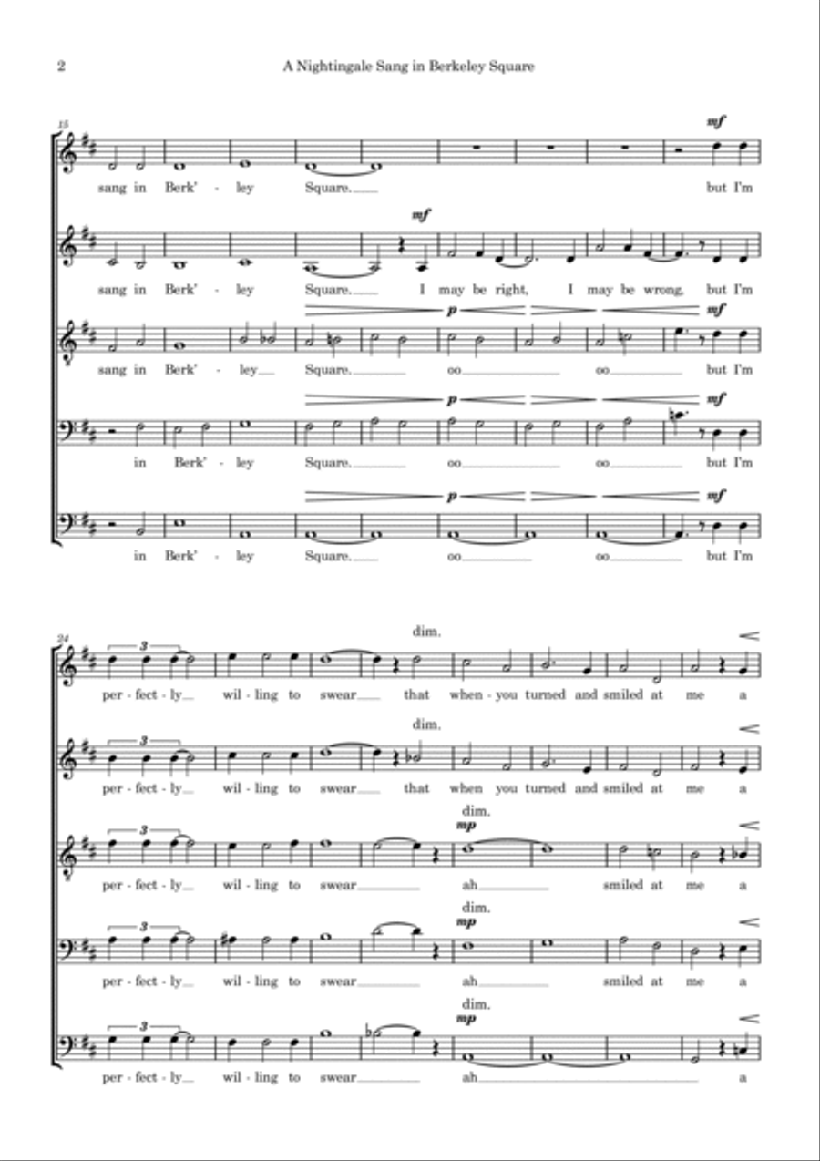A Nightingale Sang In Berkeley Square A Cappella scores gallery preview page 2