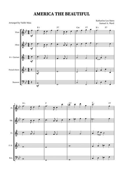 America The Beautiful - Woodwind Quintet (+ CHORDS) image number null