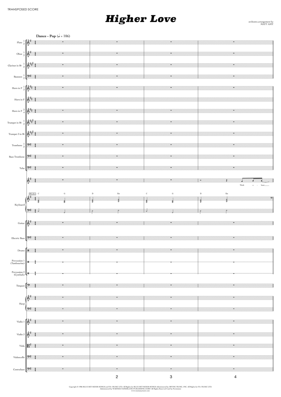 Higher Love Full Orchestra scores gallery preview page 1