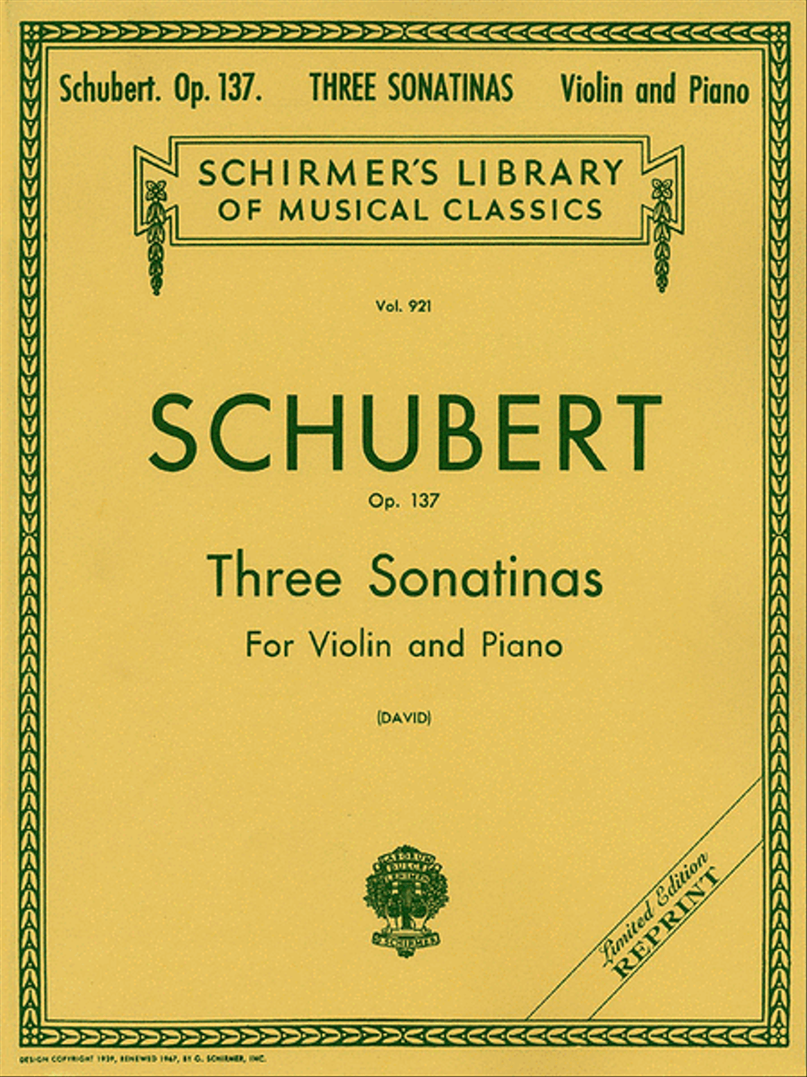 Three Sonatinas, Op. 137 Violin Solo scores gallery preview page 1